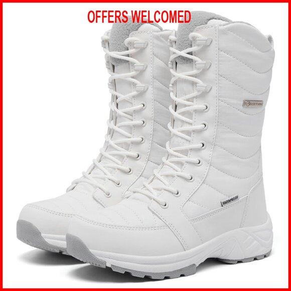 Women's Waterproof Winter Snow Boots Warm Insulated Mid Calf Hiking Boots